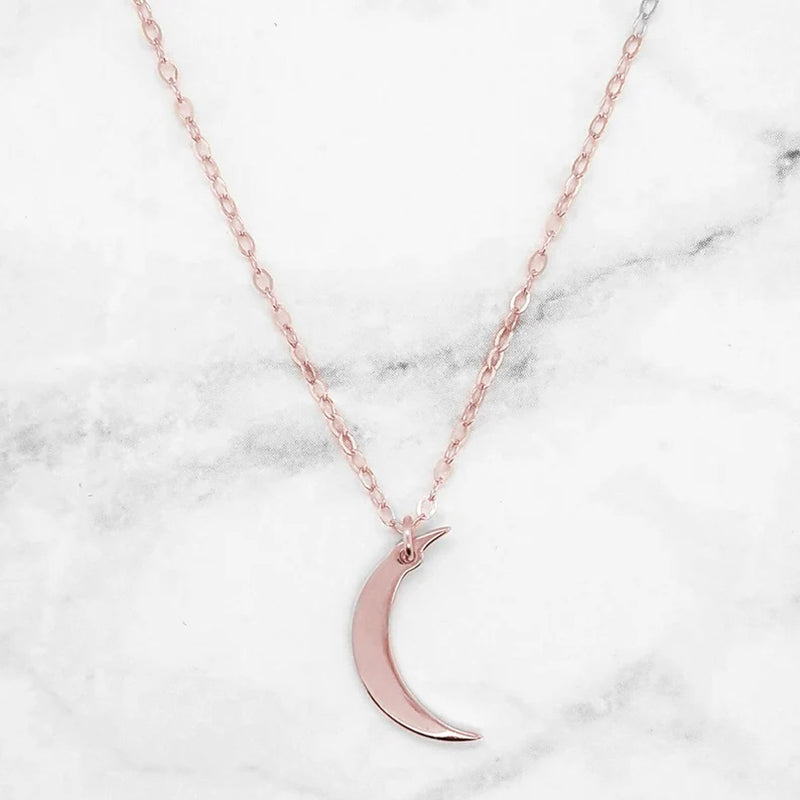 Lauren Crescent Moon Necklace Necklaces Claire & Clara Rose Gold