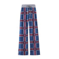 Leopard & Plaid Casual Stretch Wide Leg Pants Bottoms Claire & Clara Dark Blue Plaid US 2