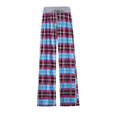 Leopard & Plaid Casual Stretch Wide Leg Pants Bottoms Claire & Clara Light Blue Plaid US 2