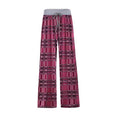 Leopard & Plaid Casual Stretch Wide Leg Pants Bottoms Claire & Clara Pink Plaid US 2