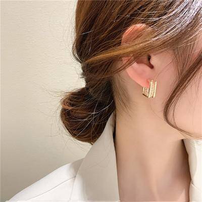 Lev Square Earrings Earrings > zirconias > cubic zirconia > hoop earrings > gold earrings > cubic zirconia earrings > square earrings > gold hoop earrings > gold hoops > gold earrings for women > hoop earrings for women Claire & Clara 