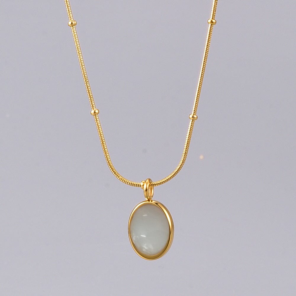 Light Luxury Oval Clavicle Chain Necklace Claire & Clara White