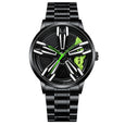 LIGHTENING Wheel Hub Conceptual Watch Watches Claire & Clara Lamborghini Green Black Wheel Hub