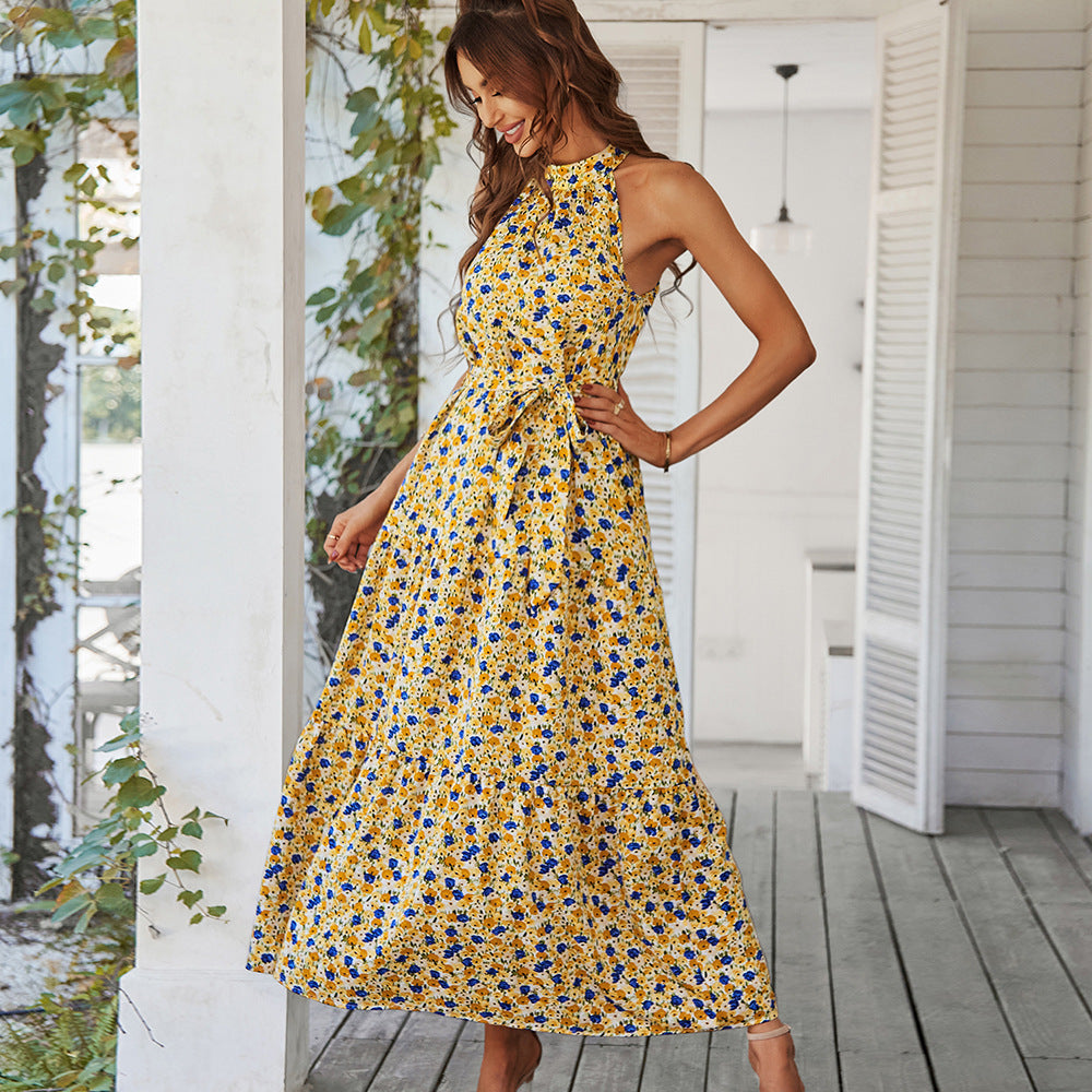 Lillian Boho Halter Neck Floral Dress Dresses Claire & Clara