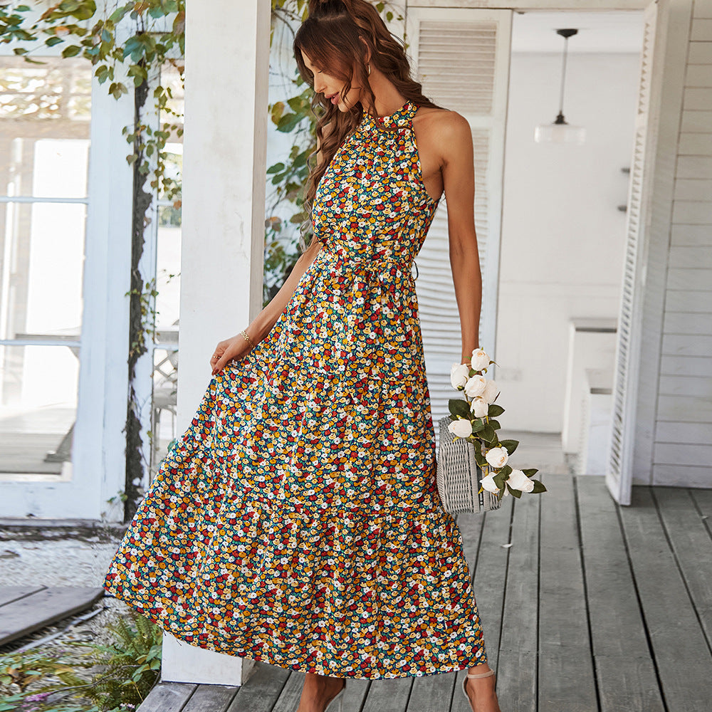 Lillian Boho Halter Neck Floral Dress Dresses Claire & Clara