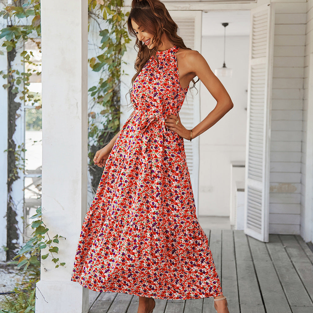 Lillian Boho Halter Neck Floral Dress Dresses Claire & Clara