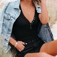 Lily Buttoned V-Neck Summer Top Top Claire & Clara