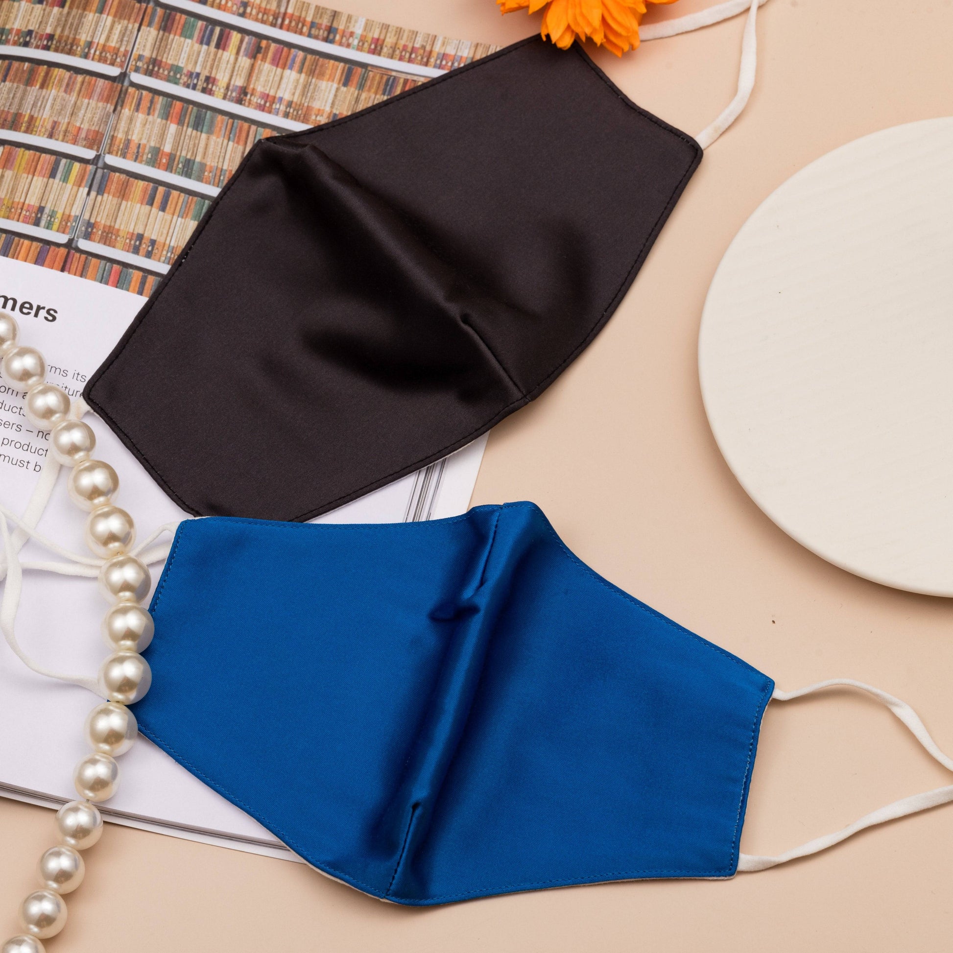 Lily Satin Face Mask Face Covering > facemask > satin facemask > washable facemask > cloth facemask > facemask with filter pocket > bridal facemask > facemask for wedding Claire & Clara