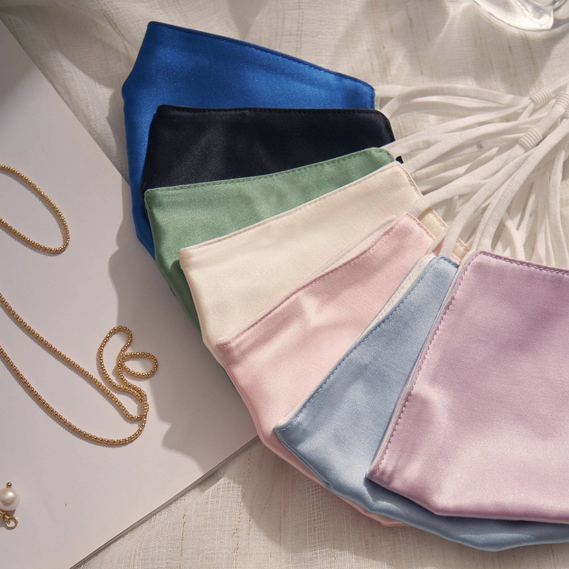 Lily Satin Face Mask Face Covering > facemask > satin facemask > washable facemask > cloth facemask > facemask with filter pocket > bridal facemask > facemask for wedding Claire & Clara
