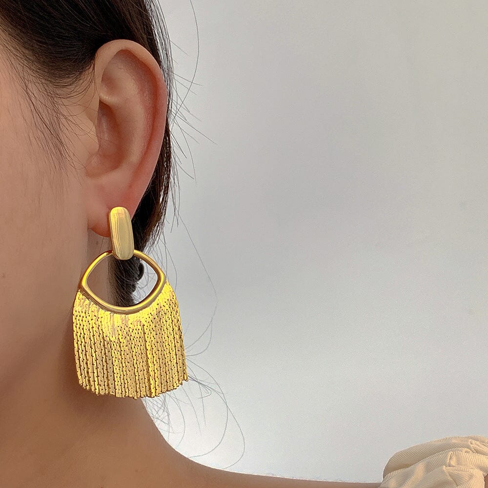 Line Tassel Metal Stud Earrings Earrings Claire & Clara