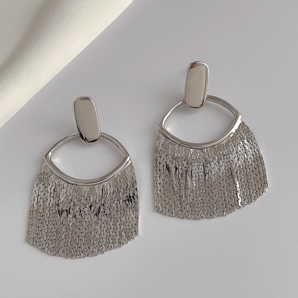Line Tassel Metal Stud Earrings Earrings Claire & Clara Silver