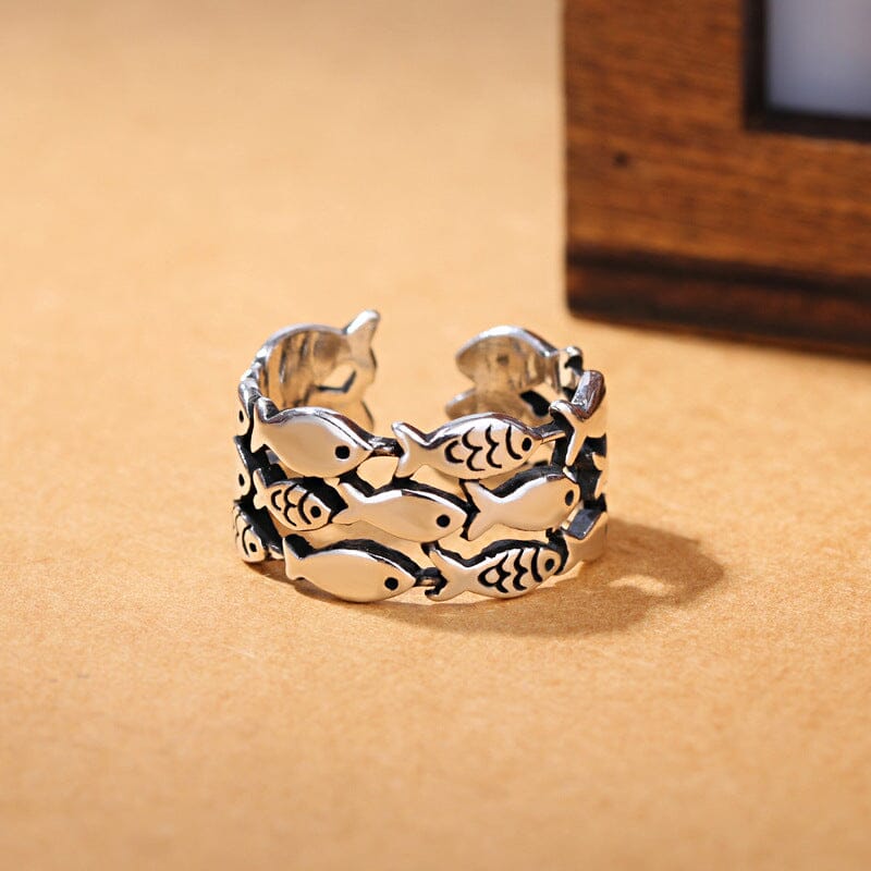 Lovely Fish Silver Adjustable Ring Ring Claire & Clara