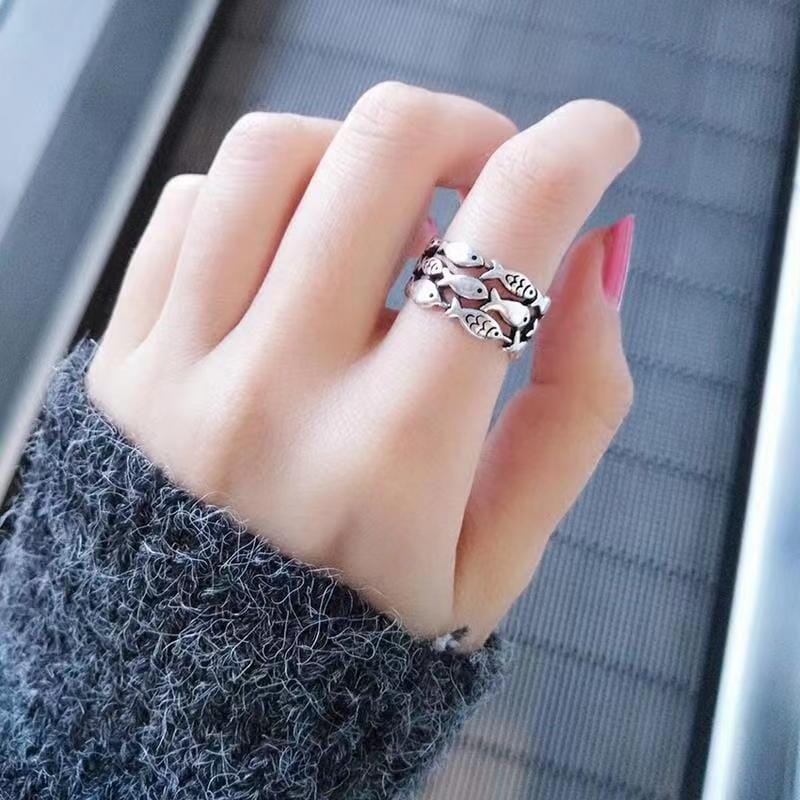 Lovely Fish Silver Adjustable Ring Ring Claire & Clara