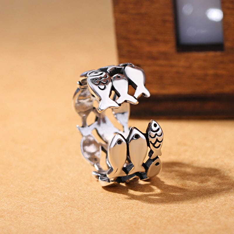 Lovely Fish Silver Adjustable Ring Ring Claire & Clara