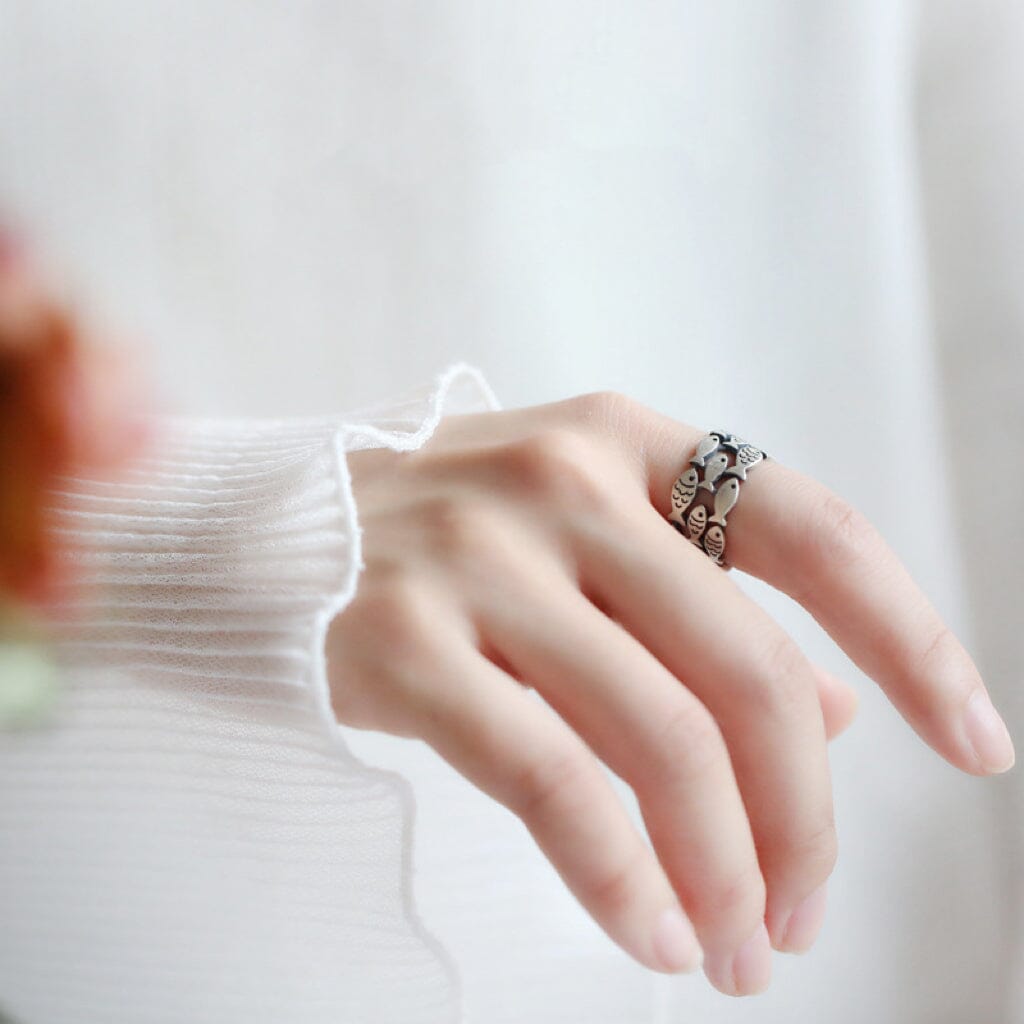Lovely Fish Silver Adjustable Ring Ring Claire & Clara