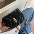 Lucie Lock Chain Crossbody Small Square Bag Bag Claire & Clara Black