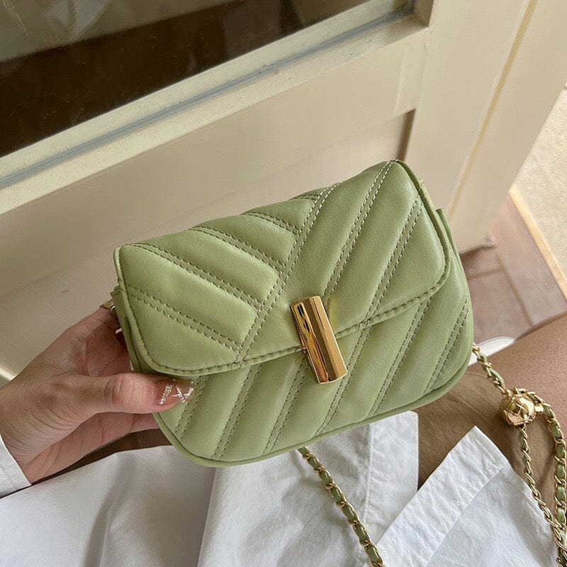 Lucie Lock Chain Crossbody Small Square Bag Bag Claire & Clara Green