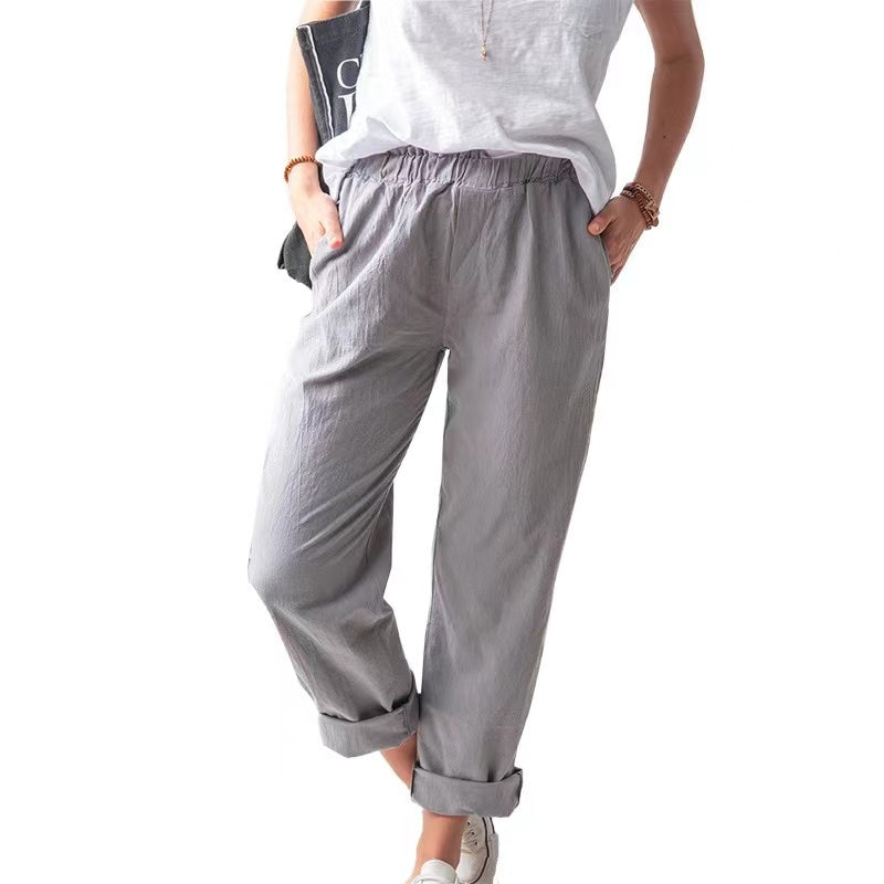 Lulu Basic High Waist Straight Pants Bottoms Claire & Clara Grey US 4