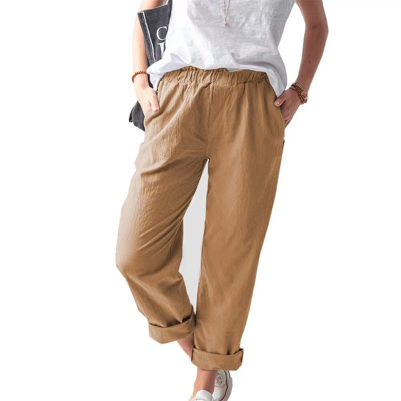 Lulu Basic High Waist Straight Pants Bottoms Claire & Clara Orange US 4