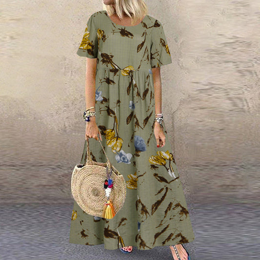 Lydia Printed Casual Floral Maxi Dress Dresses Claire & Clara Green S
