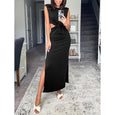 Lyla Side Cutout Padded Shoulder Maxi Dresses Dresses Claire & Clara