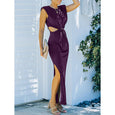 Lyla Side Cutout Padded Shoulder Maxi Dresses Dresses Claire & Clara