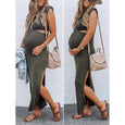 Lyla Side Cutout Padded Shoulder Maxi Dresses Dresses Claire & Clara
