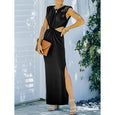 Lyla Side Cutout Padded Shoulder Maxi Dresses Dresses Claire & Clara