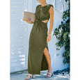 Lyla Side Cutout Padded Shoulder Maxi Dresses Dresses Claire & Clara
