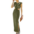 Lyla Side Cutout Padded Shoulder Maxi Dresses Dresses Claire & Clara Olive S
