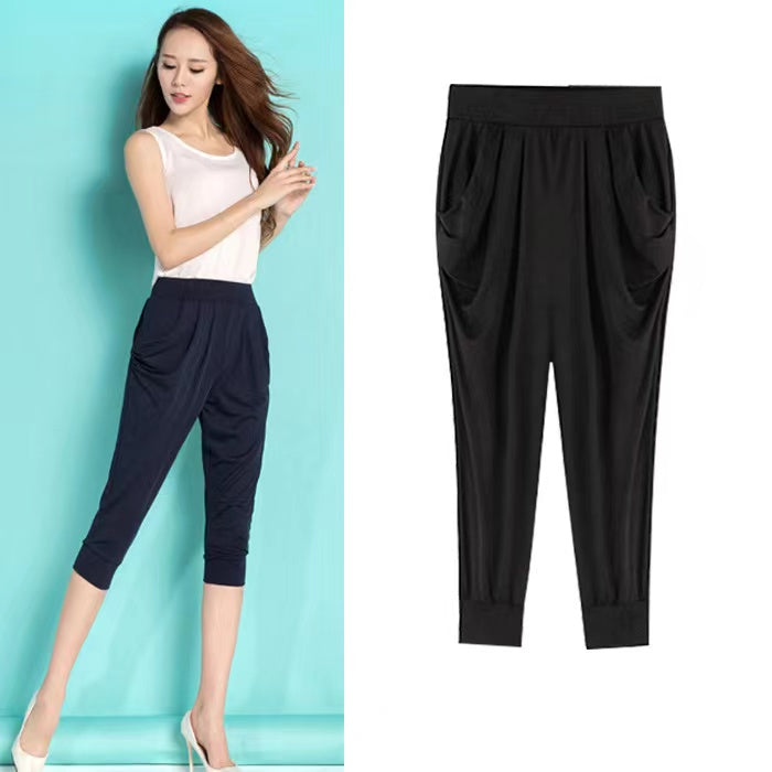 Lynn High Waist Stretch Harem Pants Bottoms Claire & Clara Black US 2