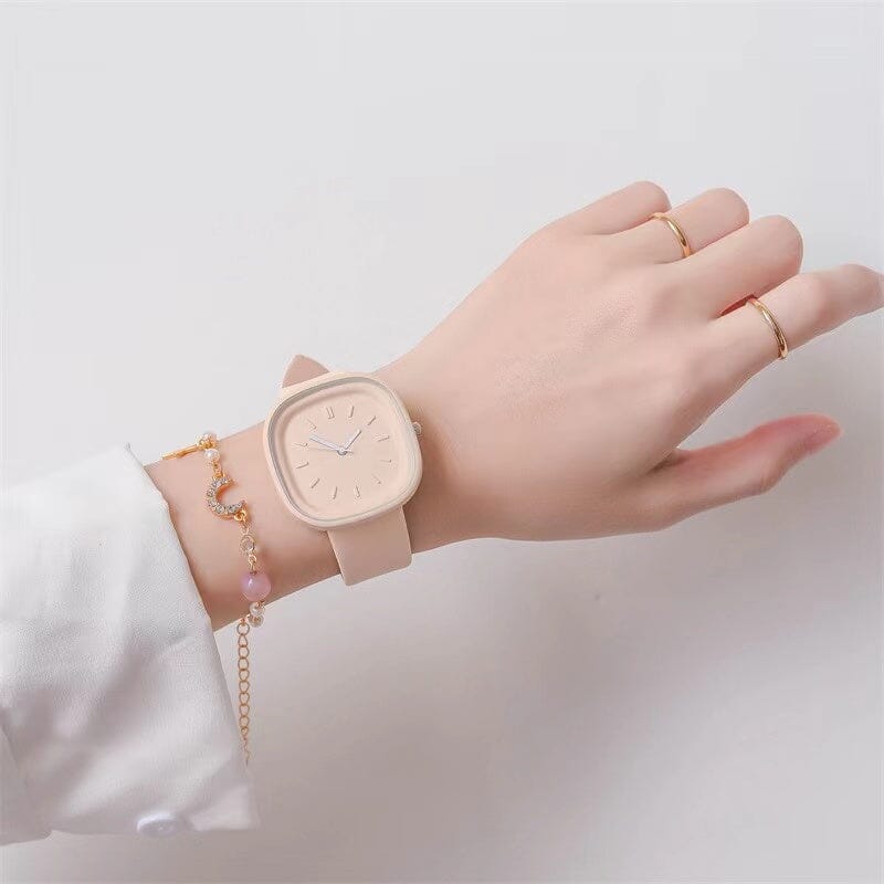 Macaron Cream Casual Watch Watches Claire & Clara Square Cream