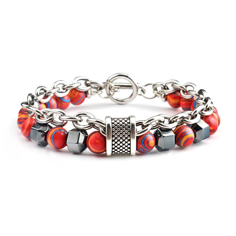 Malachite Metal Double Layer Bracelet Bracelet Claire & Clara Red