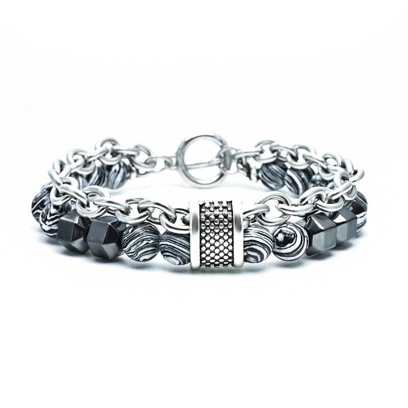 Malachite Metal Double Layer Bracelet Bracelet Claire & Clara White