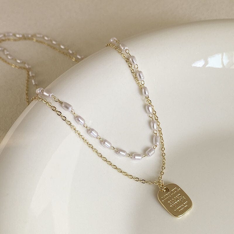 Martina Double Layer Rice Pearl Necklace Necklace Claire & Clara