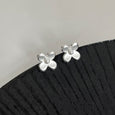 Matte 3D Flower Stud Earrings Earrings Claire & Clara Silver