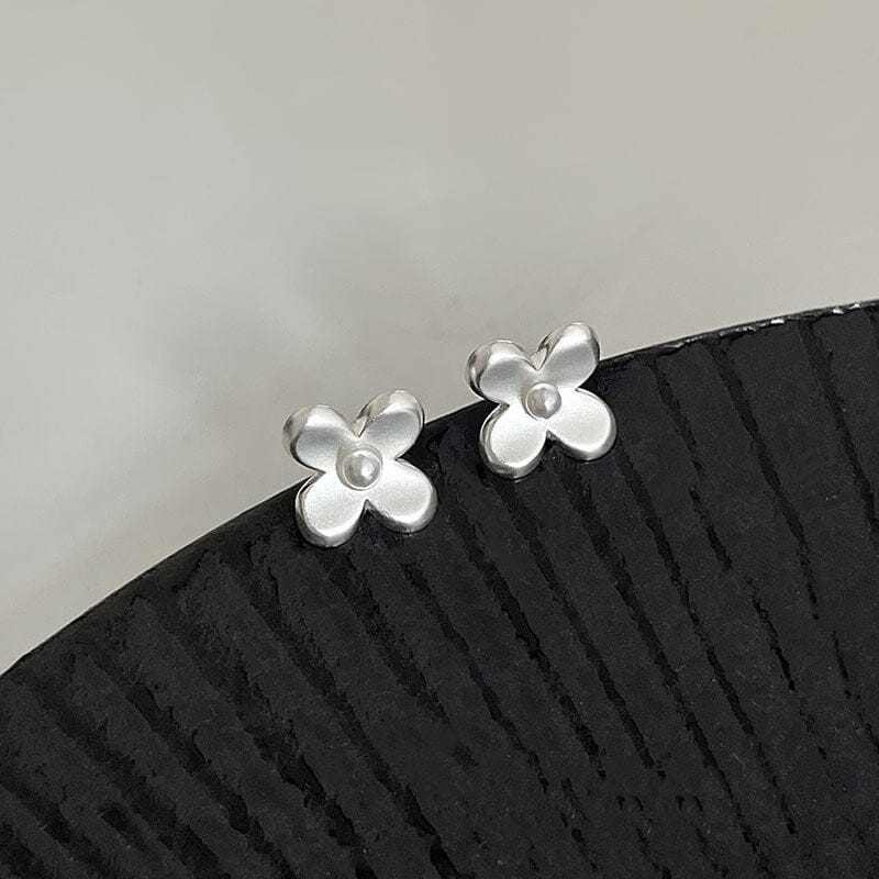 Matte 3D Flower Stud Earrings Earrings Claire & Clara Silver
