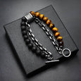 Matte Map Stone Two-Tone Double Layer Bracelet Bracelet Claire & Clara