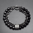 Matte Map Stone Two-Tone Double Layer Bracelet Bracelet Claire & Clara All Black