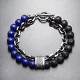 Matte Map Stone Two-Tone Double Layer Bracelet Bracelet Claire & Clara Blue