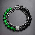 Matte Map Stone Two-Tone Double Layer Bracelet Bracelet Claire & Clara Green