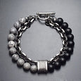 Matte Map Stone Two-Tone Double Layer Bracelet Bracelet Claire & Clara Grey