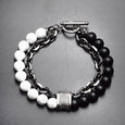 Matte Map Stone Two-Tone Double Layer Bracelet Bracelet Claire & Clara White