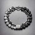 Matte Map Stone Two-Tone Double Layer Bracelet Bracelet Claire & Clara White Black