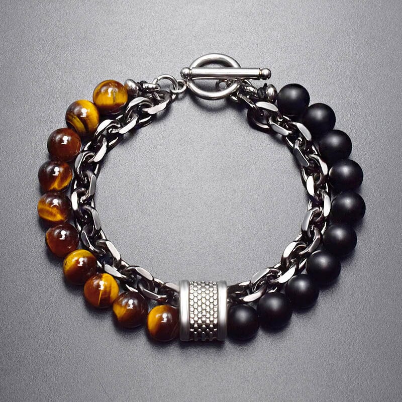 Matte Map Stone Two-Tone Double Layer Bracelet Bracelet Claire & Clara Yellow