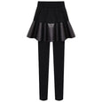 Michelle Leather Warm Fleece Pleated Skirt Leggings Bottoms Claire & Clara Black US 4