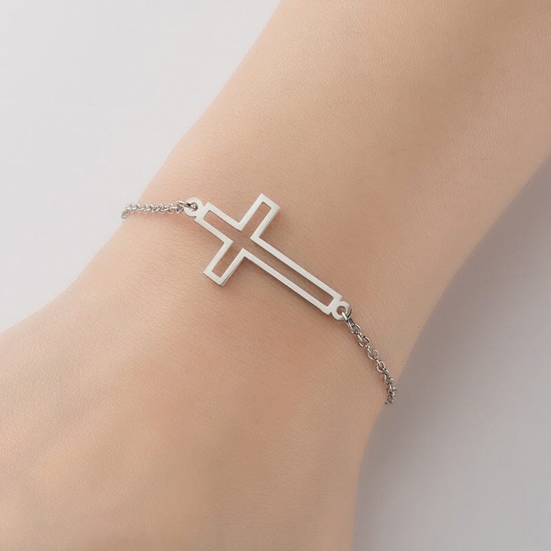 Minimalistic Cross Bracelet Bracelet Claire & Clara Hollow Style Silver