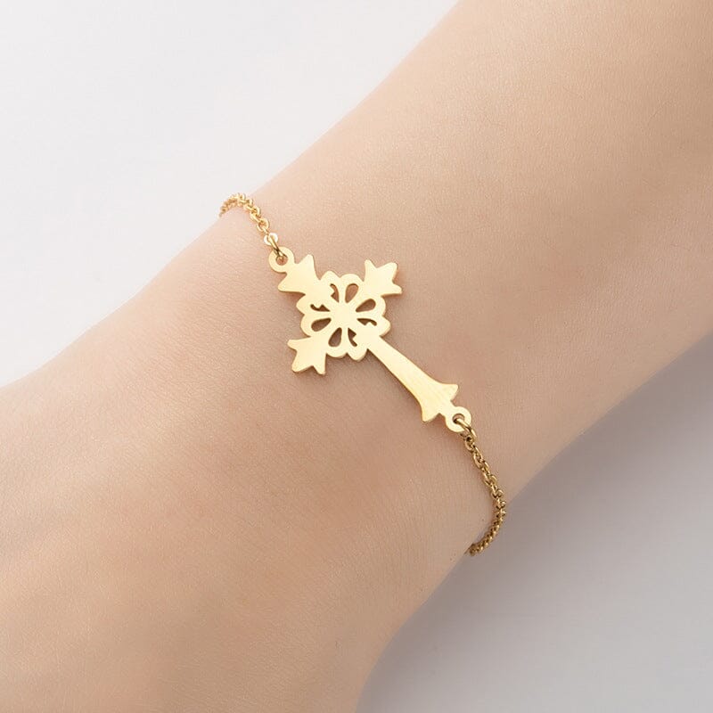 Minimalistic Cross Bracelet Bracelet Claire & Clara Pattern Style Gold
