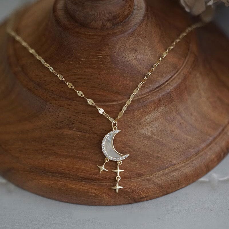 MOP Moon Star Diamond Necklace Necklace Claire & Clara