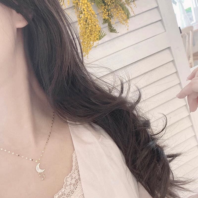 MOP Moon Star Diamond Necklace Necklace Claire & Clara